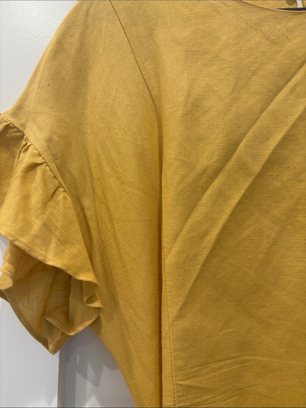 Astr Mustard Wrap Ruffle Mini Dress - Picture 9 of 12